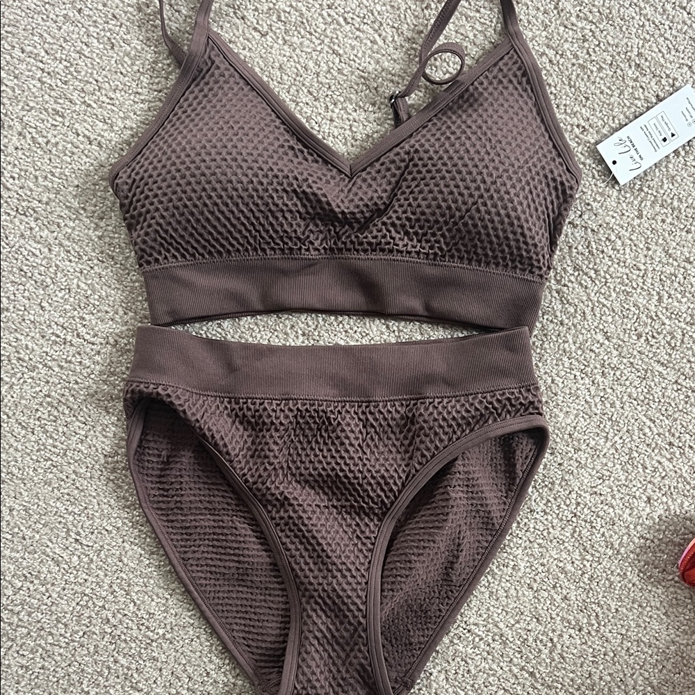 Cupshe NEW Brown Textured Bikini Set size M